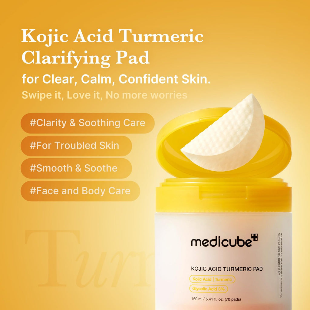 Medicube Kojic Acid Turmeric Clarifying Toner Pads for Troubled Skin