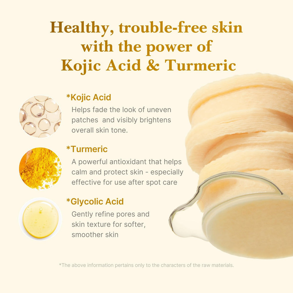 Medicube Kojic Acid Turmeric Clarifying Toner Pads for Troubled Skin