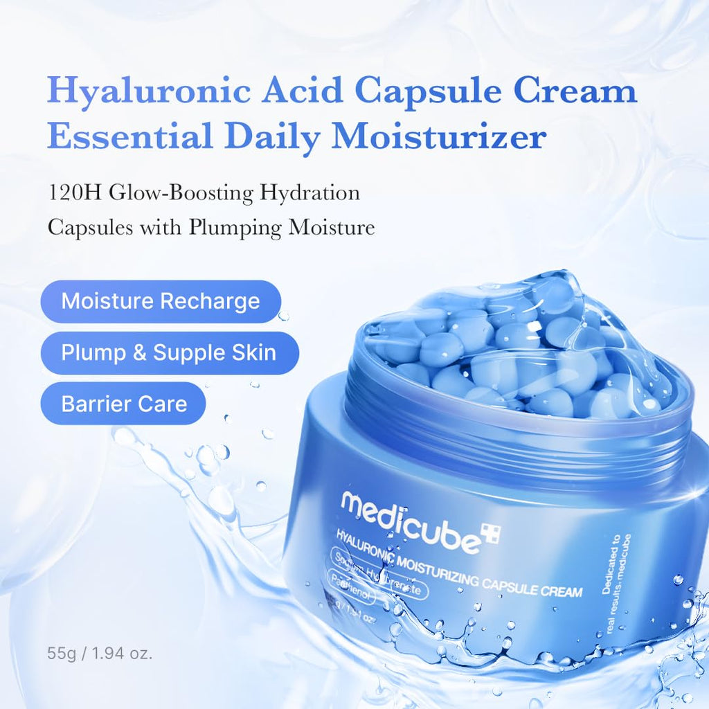 Capsule Cream with Hyaluronic Acid | 120H Lasting Hydration, Barrier Care, Calming Daily Facial Moisturizer for All Skin Types | Panthenol & Ceramides | Korean Skincare, 1.94 Oz