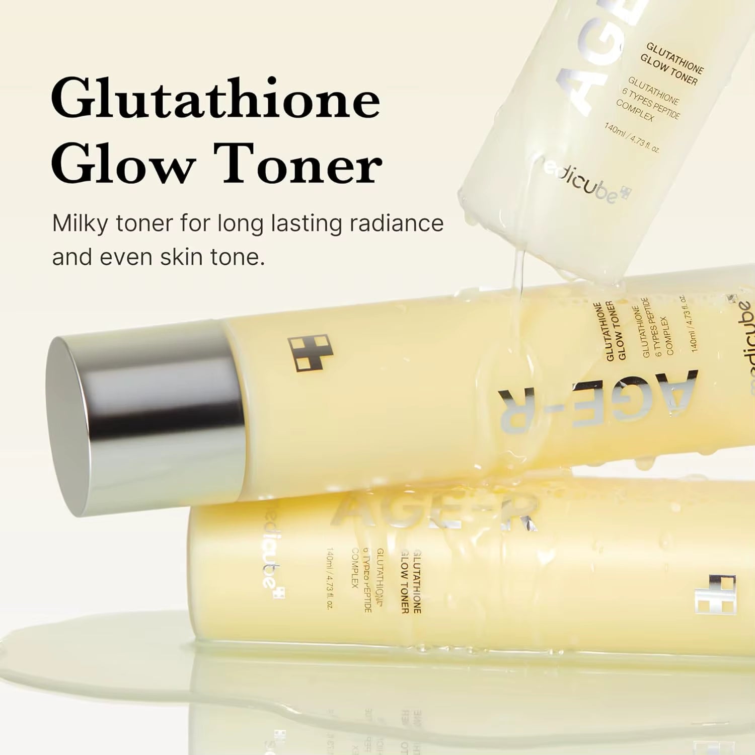 Medicube Age-R Glutathione Glow Milky Toner Low-Irritation Double for Glass Glow Even Skin Tone, Radiance Korean Skincare