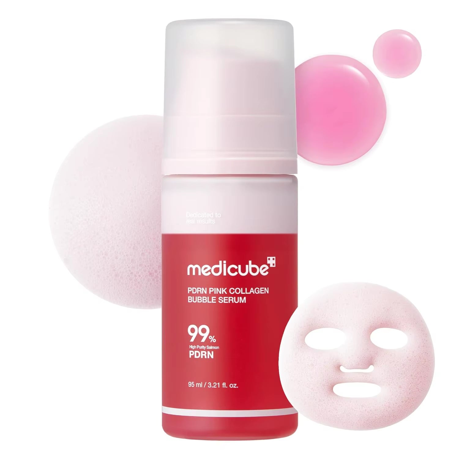 Medicube PDRN Pink Collagen Bubble Serum | Bubble-To-Glow Firming Serum with 99% Purity PDRN & Low-Molecular Collagen |