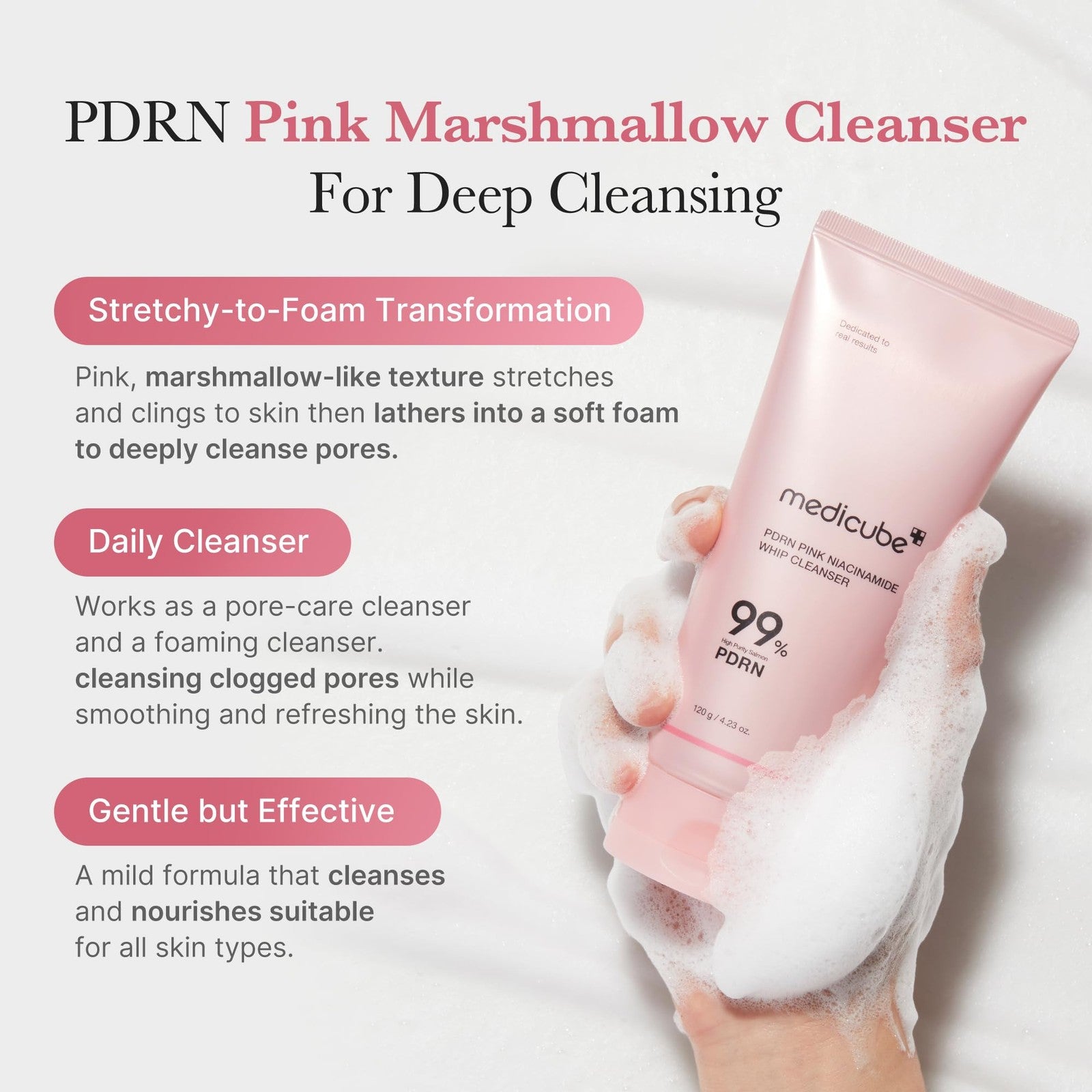 Medicube Facial Cleanser PDRN Marshmallow Whip Cleanser | Deep Cleansing Foam Fo